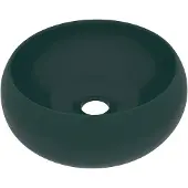 vidaXL s Waschbecken Rund Matt Dunkelgrün 40x15 cm Keramik