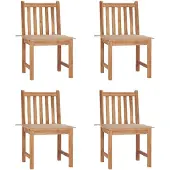 vidaXL Gartenstühle 4 Stk. mit Kissen Massivholz Teak