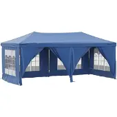 vidaXL Partyzelt Faltbar mit Seitenwänden Blau 3x6 m