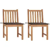 vidaXL Gartenstühle 2 Stk. mit Kissen Massivholz Teak