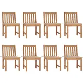 vidaXL Gartenstühle 8 Stk. mit Kissen Massivholz Teak