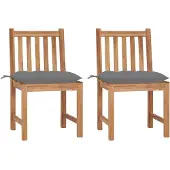 vidaXL Gartenstühle 2 Stk. mit Kissen Massivholz Teak