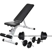 vidaXL Hantelbank mit Langhantel und Kurzhantel Set 60,5 kg