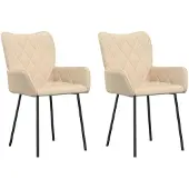 vidaXL Esszimmerstühle 2 Stk. Creme Stoff