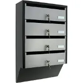 Profirst Briefkastenanlage Quattro Silber Schwarz