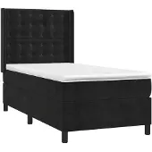 vidaXL Boxspringbett mit Matratze Schwarz 80x200 cm Samt