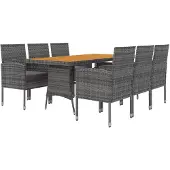 vidaXL 7-tlg. Garten-Essgruppe Poly Rattan Grau