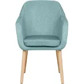 Beliani Esszimmerstuhl Hellblau Samt mit Hellen Holzbeinen Hohen Armlehnen Retro-Design Wohnzimmer Wohnküche Esszimmer Ausstattung Sitzmöbel