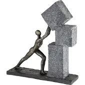 Casablanca by Gilde Casablanca Skulptur Stacking graue Blöcke Schwarze Basis