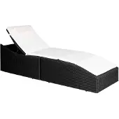 vidaXL Sonnenliege mit Polsterauflage Poly Rattan Schwarz