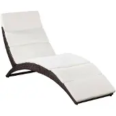 vidaXL Klappbare Sonnenliege mit Auflage Poly Rattan Braun