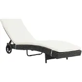 vidaXL Sonnenliege mit Rollen und Auflage Poly Rattan Schwarz