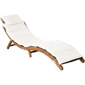vidaXL Sonnenliegen Massivholz Akazie Creme