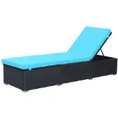 vidaXL Sonnenliege mit Auflage Poly Rattan Schwarz
