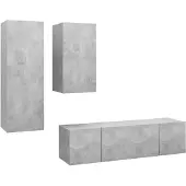 vidaXL 4-tlg. TV-Schrank-Set Betongrau Holzwerkstoff
