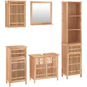 vidaXL 5-tlg. Badmöbel-Set Massivholz Nussbaum