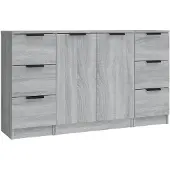 vidaXL Sideboards 3 Stk. Grau Sonoma Holzwerkstoff