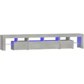 vidaXL TV-Schrank mit LED-Leuchten Betongrau 230x36,5x40 cm