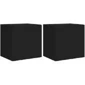 vidaXL TV-Wandschränke mit LED-Leuchten 2 Stk. Schwarz 40,5x35x40 cm