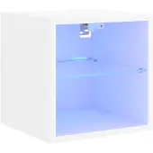 vidaXL TV-Wandschrank mit LED-Leuchten Weiß 30x28,5x30 cm