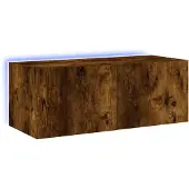 vidaXL TV-Wandschrank mit LED-Leuchten Räuchereiche 80x35x31 cm