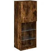 vidaXL TV-Schrank mit LED-Leuchten Räuchereiche 40,5x30x102 cm