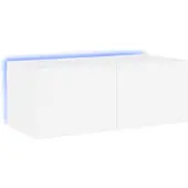 vidaXL TV-Wandschrank mit LED-Leuchten Weiß 80x35x31 cm