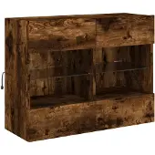 vidaXL TV-Wandschrank mit LED-Leuchten Räuchereiche 78,5x30x60,5 cm