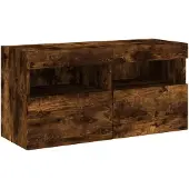 vidaXL TV-Wandschrank mit LED-Leuchten Räuchereiche 80x30x40 cm