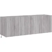 vidaXL TV-Wandschränke mit LED-Leuchten 2 Stk. Grau Sonoma 60x35x41 cm