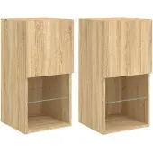vidaXL TV-Schränke mit LED-Leuchten 2 Stk. Sonoma-Eiche 30,5x30x60 cm