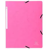 Exacompta 5560E 25x Eckspannmappe mit Gummizug ohne Klappe, aus Colorspan-Karton 400g/m2, für Format DIN A4 - Rosa