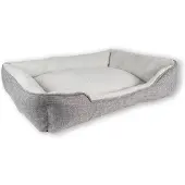 Intirilife flauschiges Plüsch Haustierbett in Grau - 60 x 47 x 13 cm - Weiches rutschfestes Hundebett Katzenbett Kissen komfortables Hundesofa Katzensofa für Hunde und Katzen