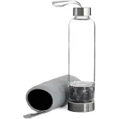 Intirilife Trinkflasche Wasserflasche mit Heilsteinen in Amethyst | Gr.: onesize