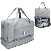 Intirilife Wasserfeste Reisetasche GRAU - 40 x 17 x 30 cm -Geräumige Textil Tasche aus wasserabweisendem Oxford Gewebe- Handgepäck Tasche, Sport und Fitness Tasche für Gym, Ausflüge, Urlaub, Reisen