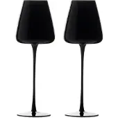 Intirilife 2x Wein Glas mit modernem Design in Schwarz - 500 ml Füllmenge - Weißwein Rotwein Glas Kelch Spülmaschinenfest Kristallglas stoßfest