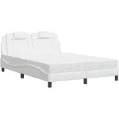 vidaXL Bett "Viana" mit Matratze Weiß 120x200 cm Kunstleder