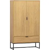 Woood Mehrzweckschrank "Silas", transparent, B:85cm H:149cm T:36cm, Massivholz, Schränke, Mehrzweckschrank, Silas Schrank aus Eichenmelamin auf Metall, 2 Türen und viel Stauraum