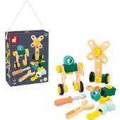 Janod Brico'Kids - Bauspiel Fass 50 Teile - Kreatives Konstruktionsspielzeug