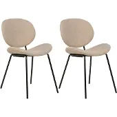 Beliani Esszimmerstühle 2er Set Taupe aus Bouclé Schwarze Beine Modernes Retro Design für Esszimmer