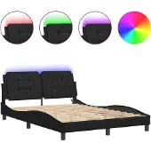 vidaXL Bettgestell mit LED ohne Matratze "Zadar" Schwarz 140x190 cm