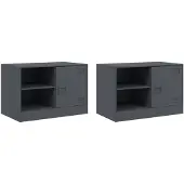 vidaXL TV-Schränke 2 Stk. Anthrazit 67x39x44 cm Stahl