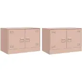 vidaXL TV-Schränke 2 Stk. Rosa 67x39x44 cm Stahl