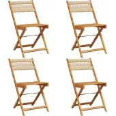 vidaXL Gartenstühle 4 Stk. Klappbar Beige Massivholz Akazie