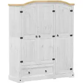 vidaXL Kleiderschrank Corona Weiß 151,5x52x186 cm Massivholz Kiefer