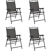 vidaXL Klappbare Gartenstühle 4 Stk. Graumeliert Stahl und Textilene