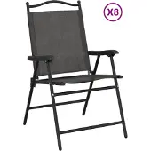 vidaXL Klappbare Gartenstühle 8 Stk. Graumeliert Stahl und Textilene