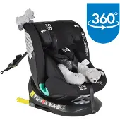 Moni Kindersitz Serengeti i-Size (40-150cm) Isofix, Kuscheltier, Nackenkissen schwarz