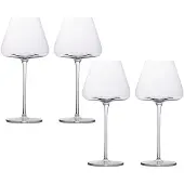 Intirilife 4x Wein Glas mit modernem Design - 600 ml Füllmenge - Weißwein Rotwein Glas Kelch Spülmaschinenfest Kristallglas stoßfest