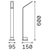 Ideal Lux 326696 OUTDOOR AGOS LED-Stehleuchte/Mastleuchte für den Außenbereich, V600 mm, 6,5 W, 670/560 lm, 3000 K, IP54, schwarz